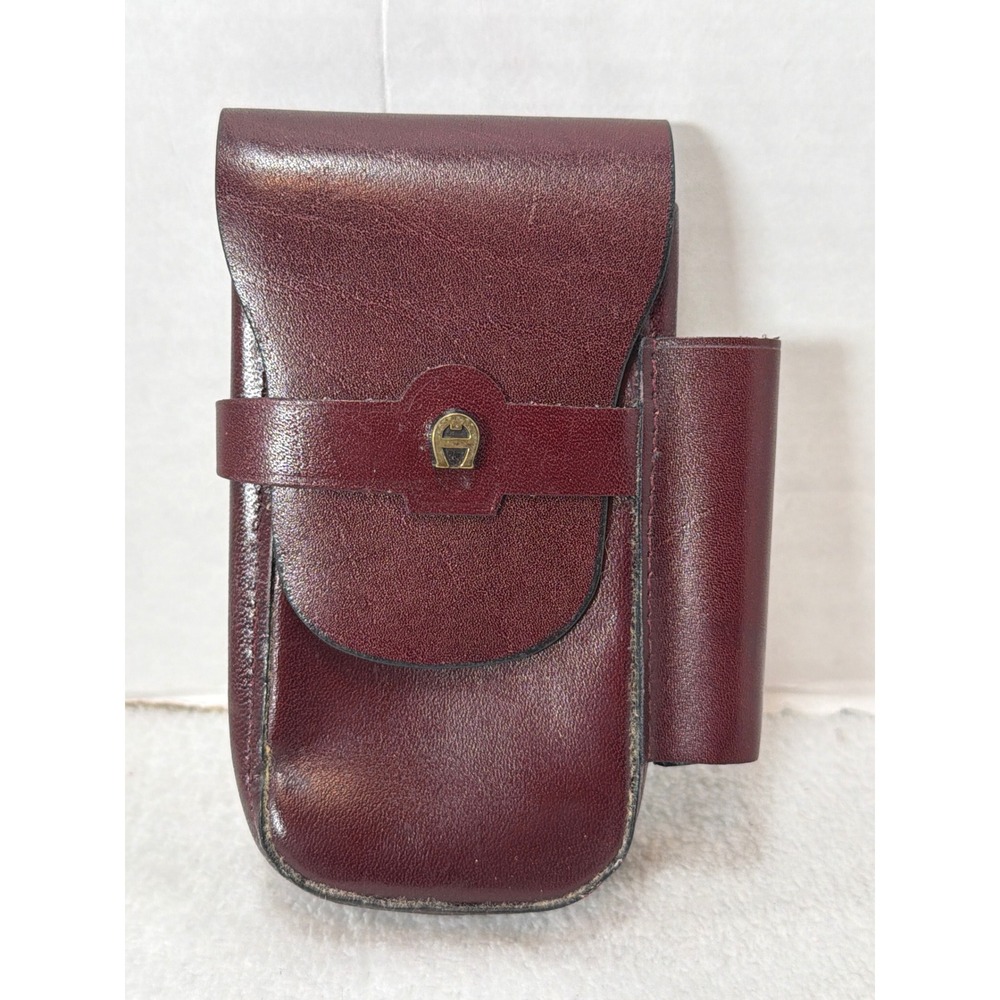 VTG 70s Etienne Aigner Cigarette Case Burgundy Leather Lighter Holder Ox Blood